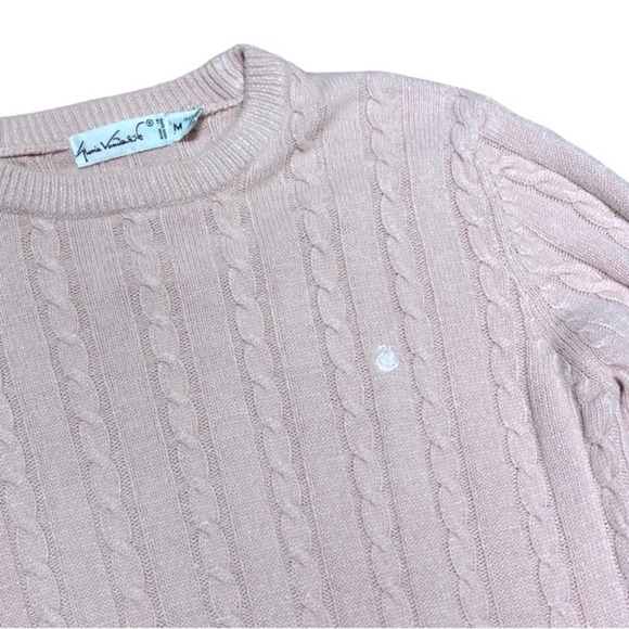 Gloria Vanderbilt Blush Pink Cable Knit Crewneck Long Sleeve Sweater - Picture 4 of 4